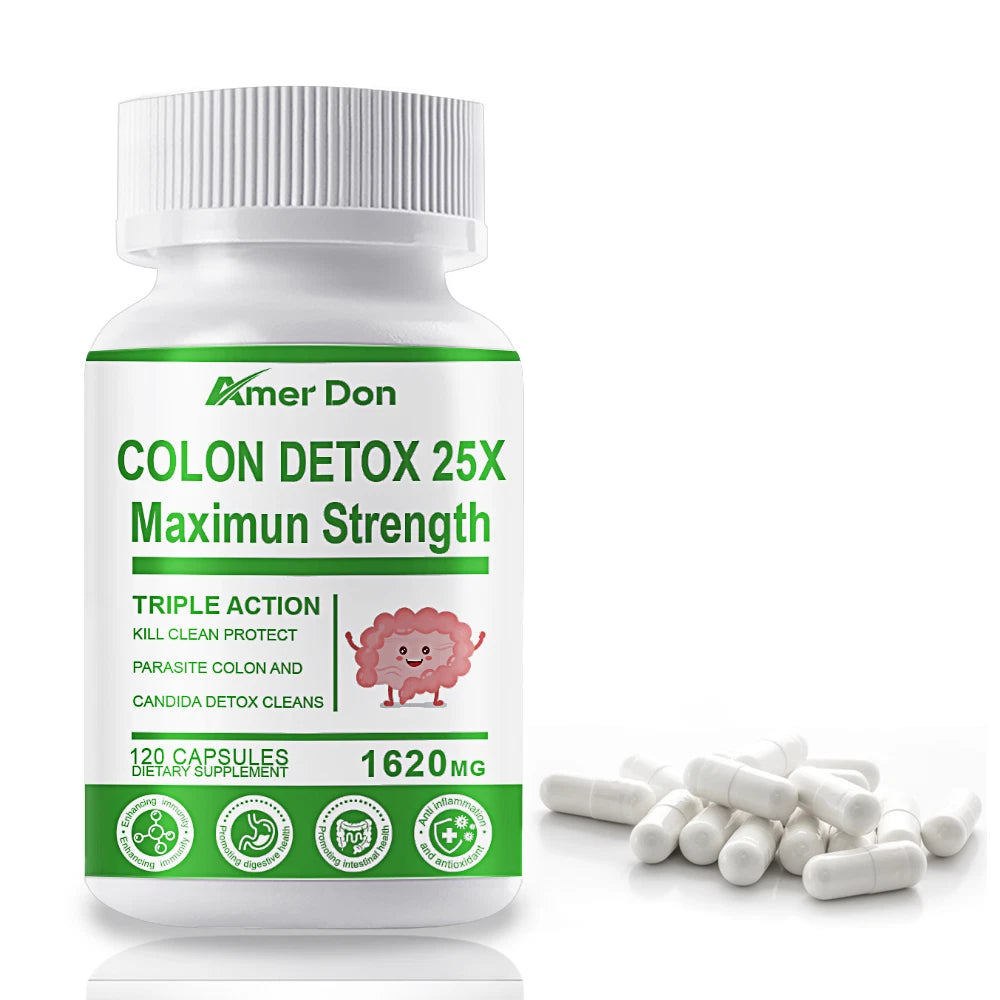 Detox Colon Liver Gut Cleanse Toxins Energy Boost Weight Loss Capsules 120 ct