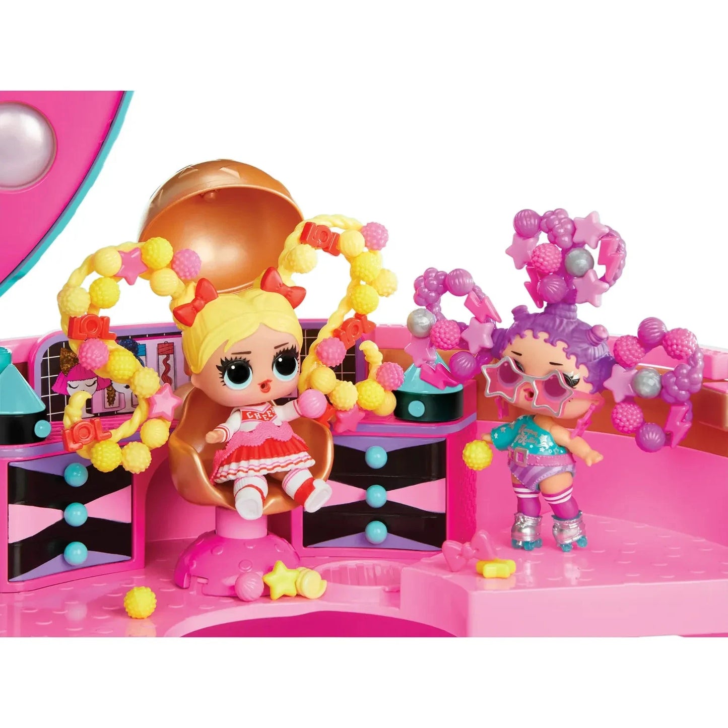 LOL Surprise 528364 Hair Beads Salon Playset with Doll, 100 Beads, Hair Ties,