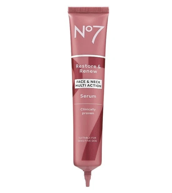 No7 Restore & Renew Face & Neck Multi Action Serum Anti Aging 50ml New
