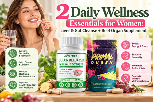 2 Daily Wellness Essentials for Women: Liver & Gut Cleanse + Beef Organ Supplement