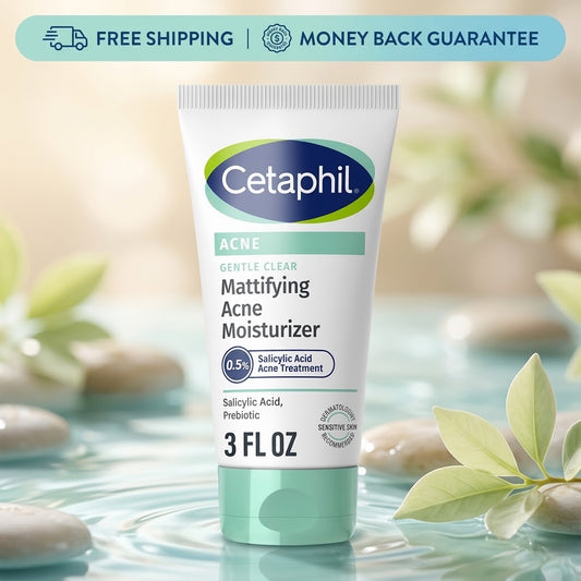 Cetaphil Face Moisturizer, Gentle Clear Mattifying Acne Moisturizer With 0.5% Salicylic Acid, Hydrates and Treats Sensitive Acne Prone Skin, Skin Care for Sensitive Skin, 3oz