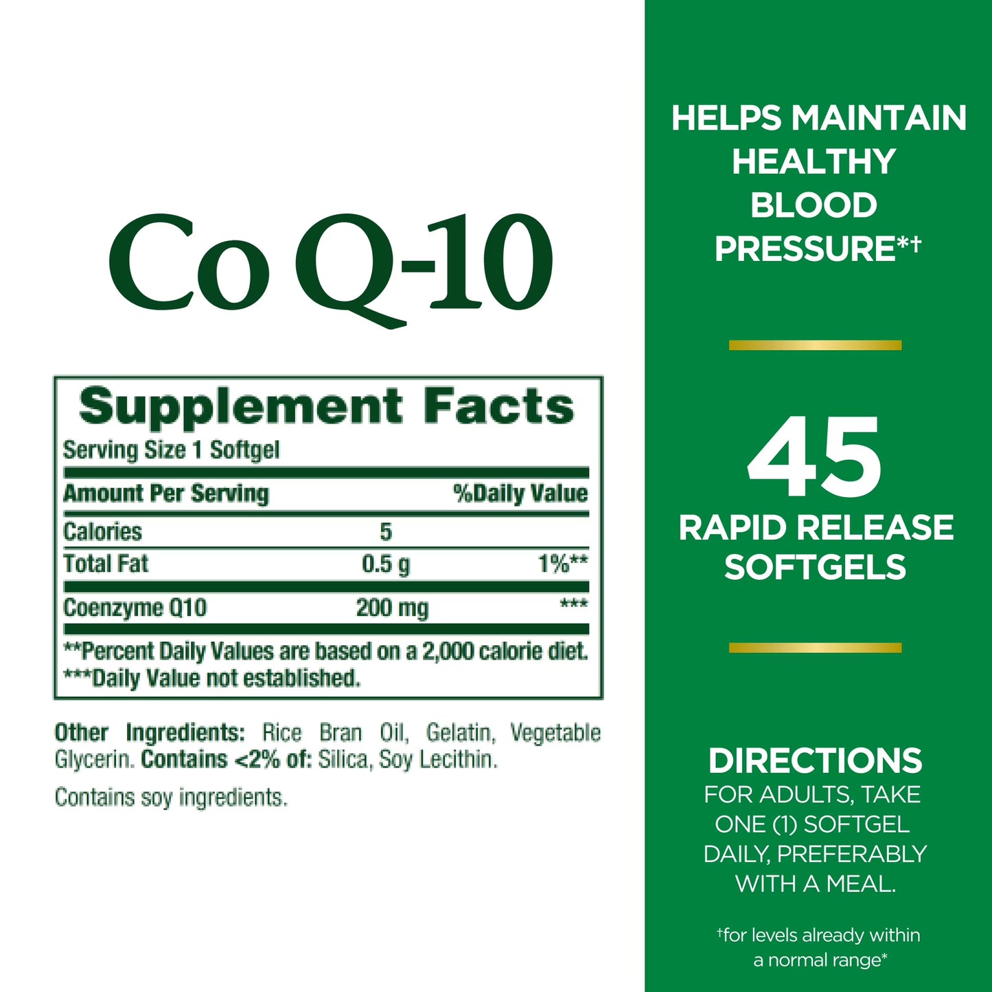 Nature’s Bounty Co Q-10 200mg Softgels – 45 Count Heart Health Supplement