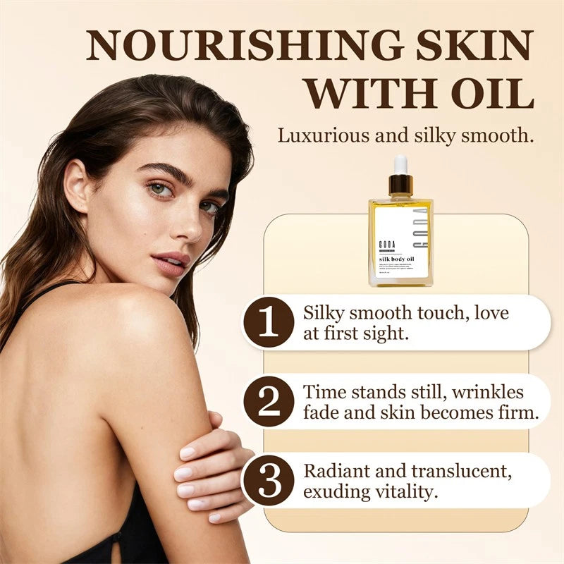GODA Silk Body Oil Women Firming Anti Aging Moisturizer Formula Shower Oil 1.7oz