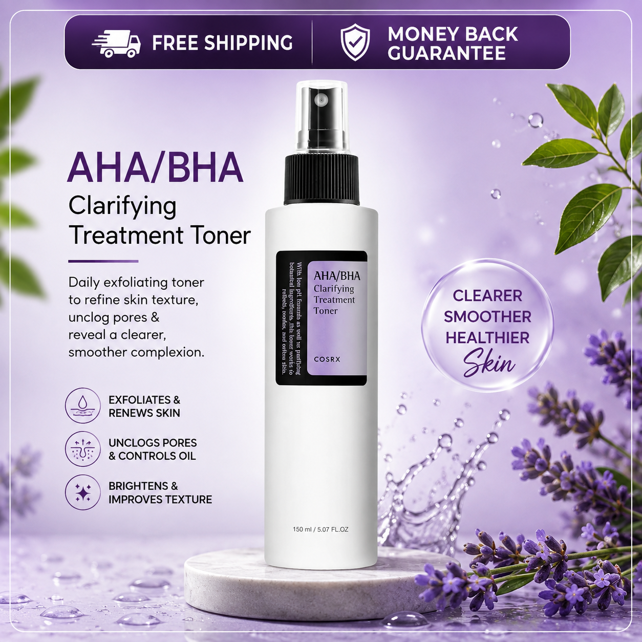 COSRX AHA/BHA Clarifying Treatment Toner – 150ml / 5.07 fl oz Exfoliating Facial Spray
