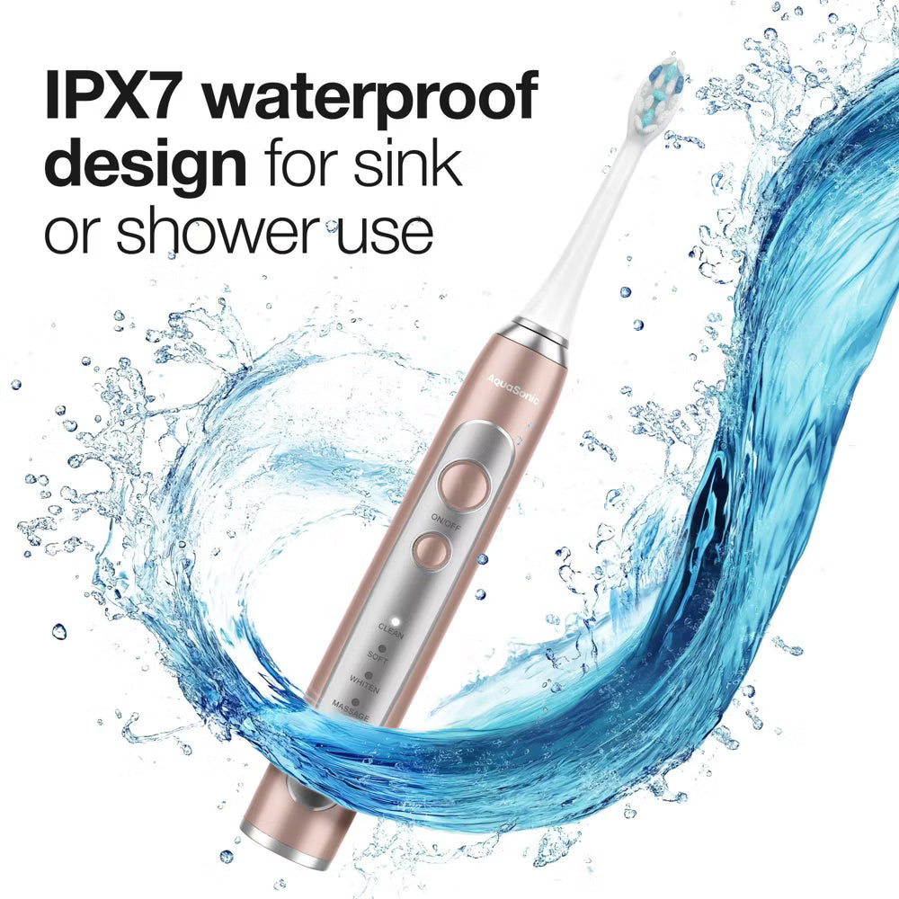 Aquasonic Precision Rechargeable Electric Toothbrush with 4 Brush Heads