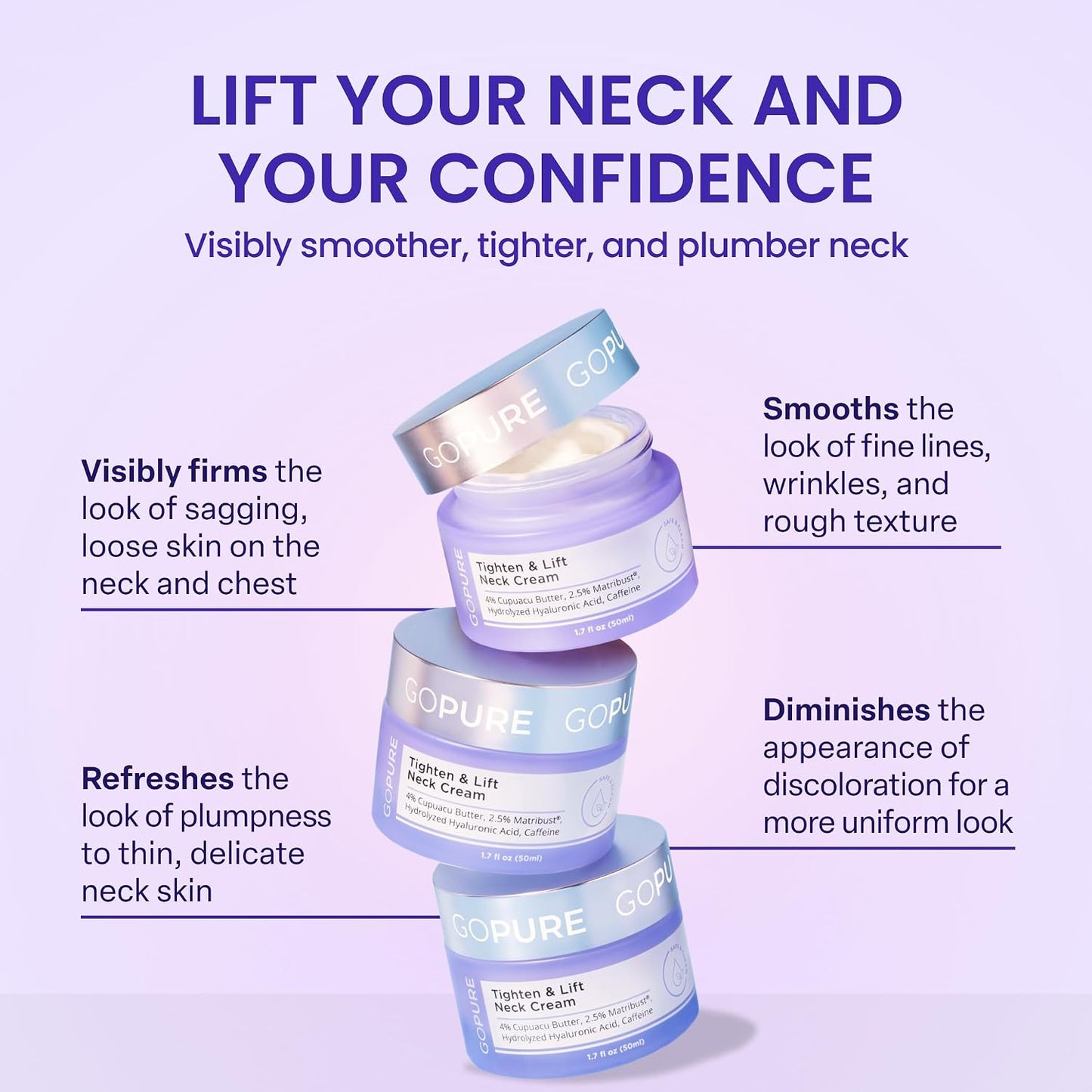 goPure Tighten & Lift Neck & Chest Moisturizer Cream for Visibly Firming 1.7 oz