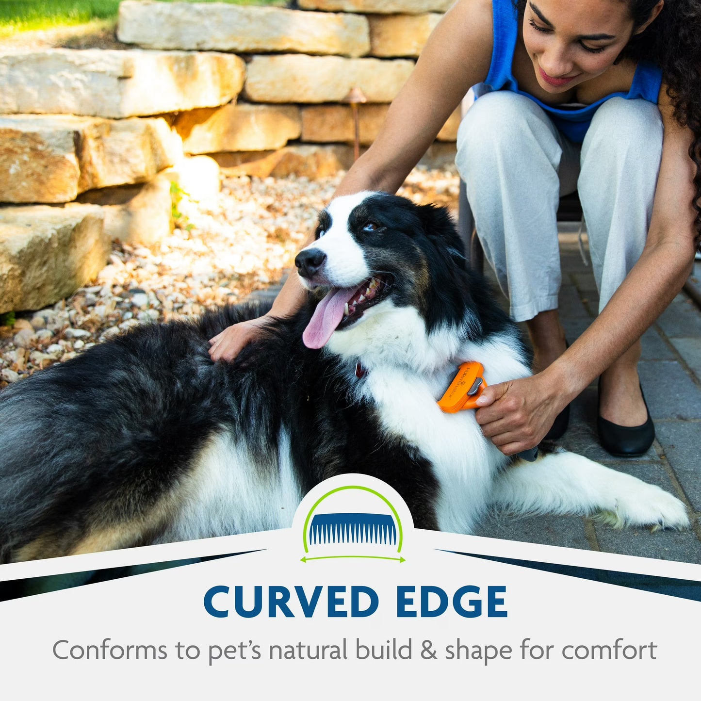 Medium dog grooming tool with FURejector® button for easy hair removal and reduced shedding