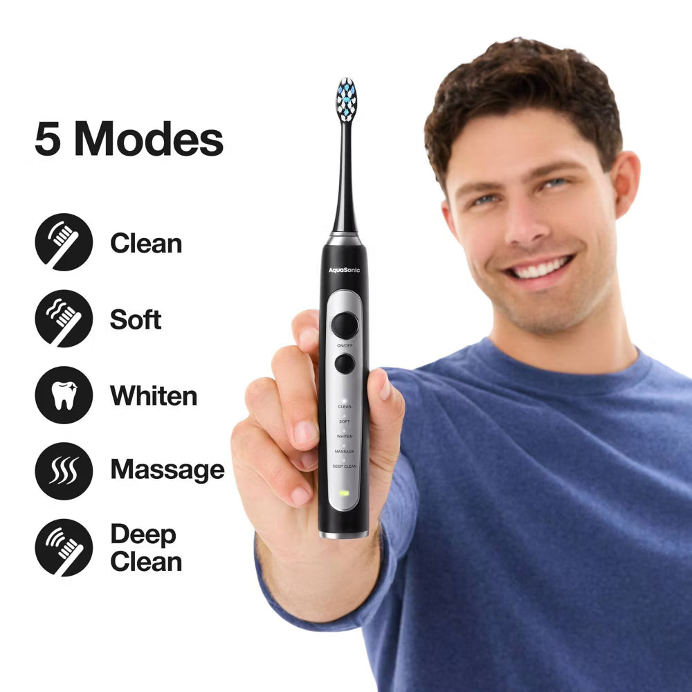 Aquasonic Precision Rechargeable Electric Toothbrush with 4 Brush Heads