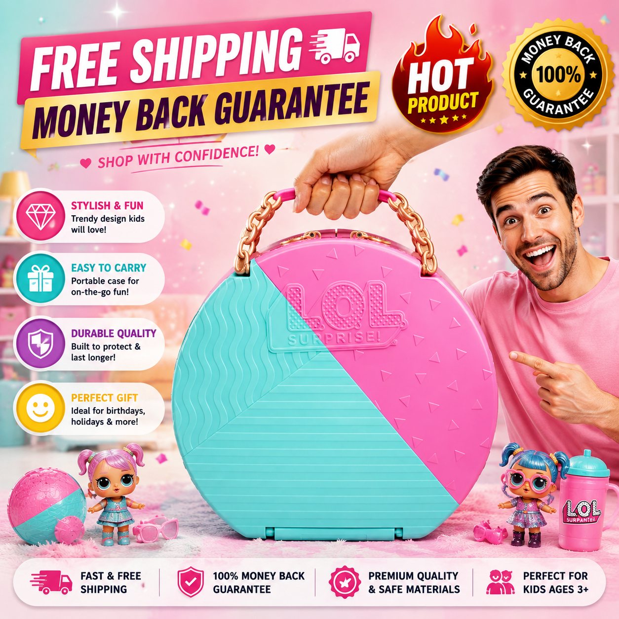 LOL Surprise Hair Beads Salon Playset with Doll and 100 Beads