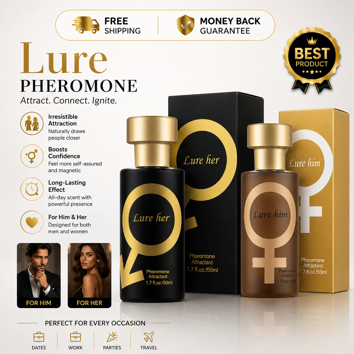 Lure Her Pheromone Perfume Oil for Men, 1.7 fl oz bottle