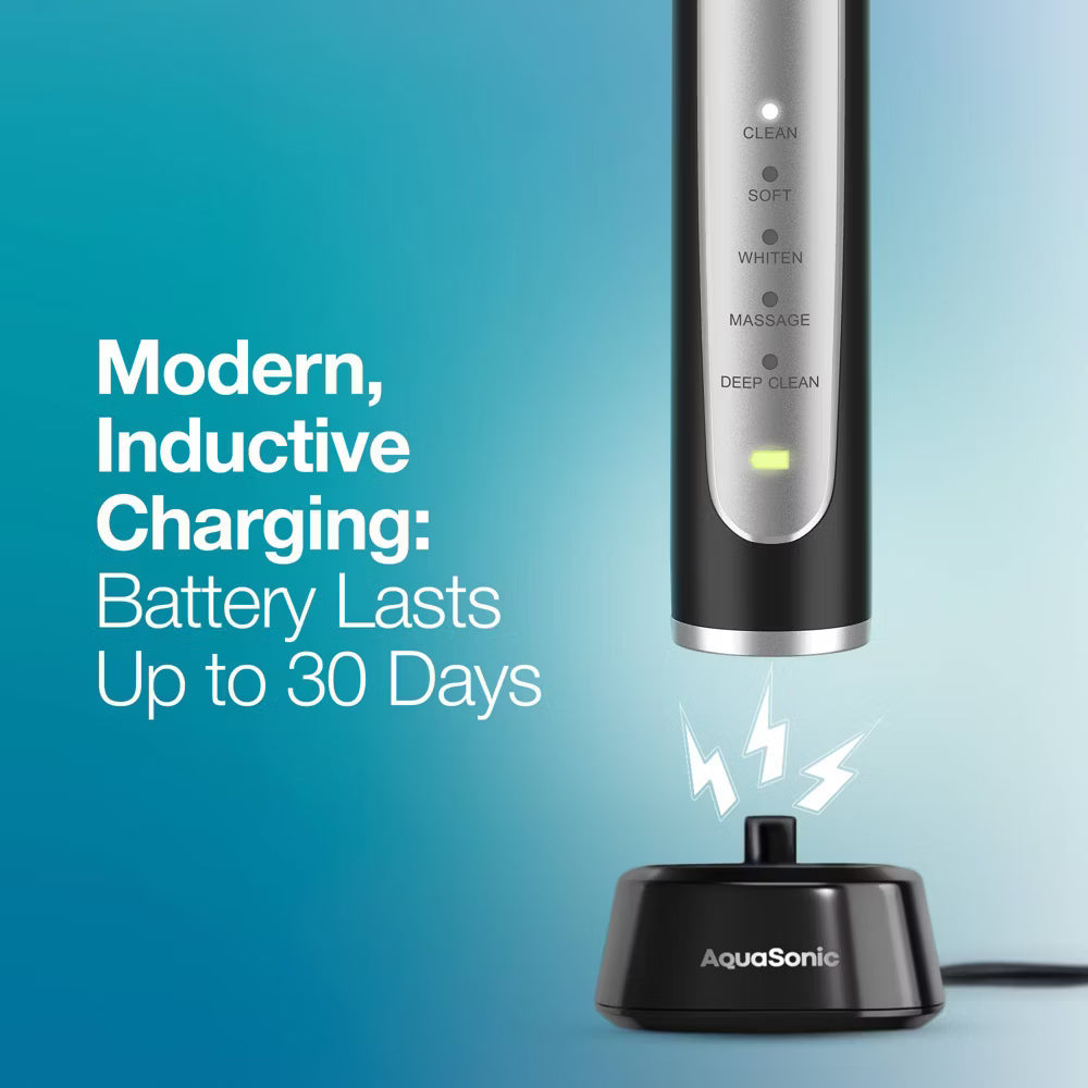 Aquasonic Precision Rechargeable Electric Toothbrush with 4 Brush Heads