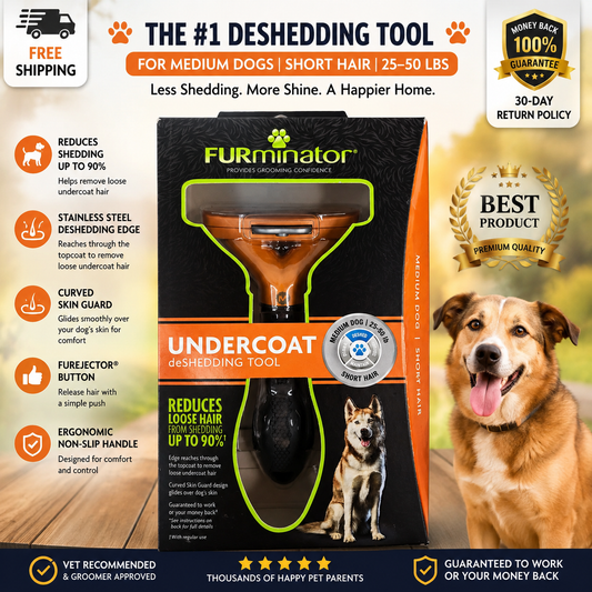 FURminator Undercoat deShedding Tool for medium short-haired dogs 25–50 lbs
