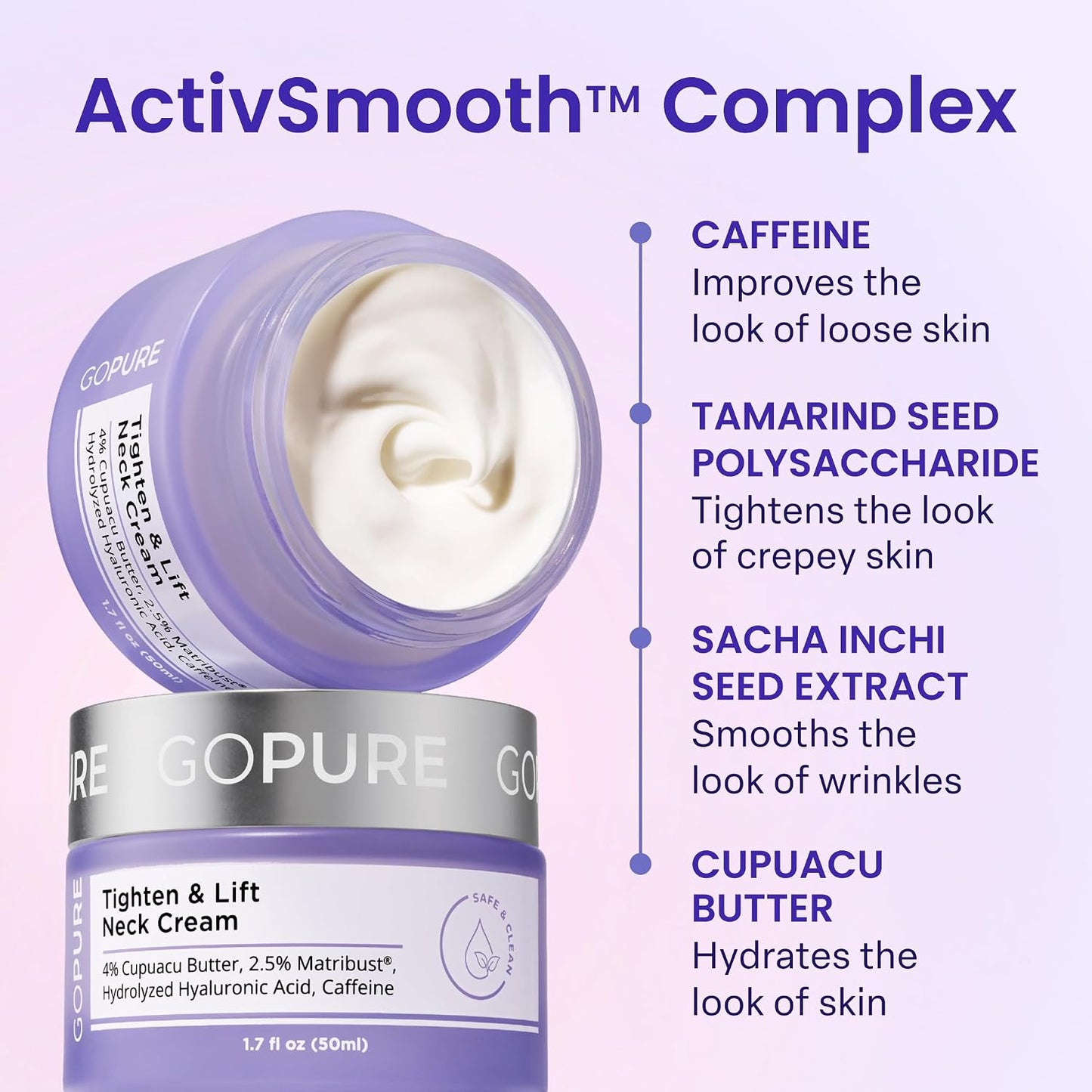 goPure Tighten & Lift Neck & Chest Moisturizer Cream for Visibly Firming 1.7 oz