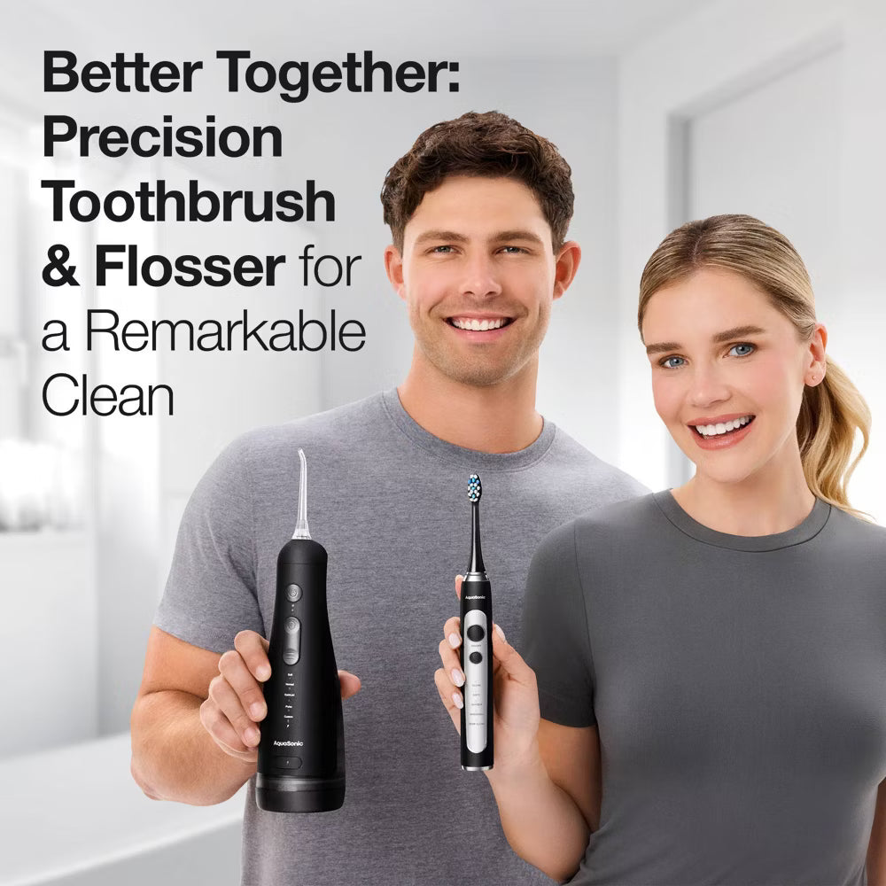 Aquasonic Precision Rechargeable Electric Toothbrush with 4 Brush Heads