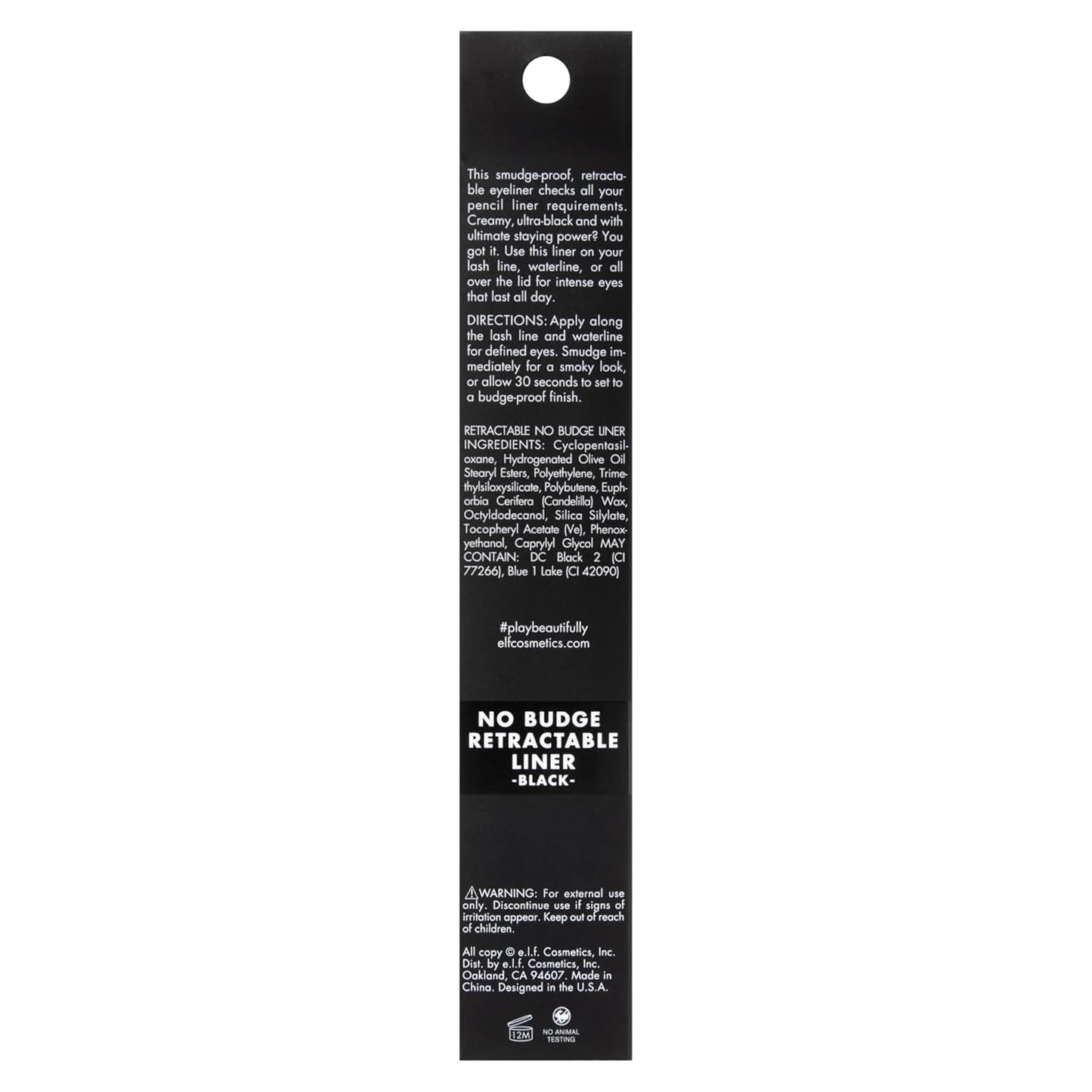 e.l.f. No Budge Retractable Eyeliner, Creamy, Ultra-Pigmented & Waterproof, Creates Bold & Defined Lines, Vegan & Cruelty-Free