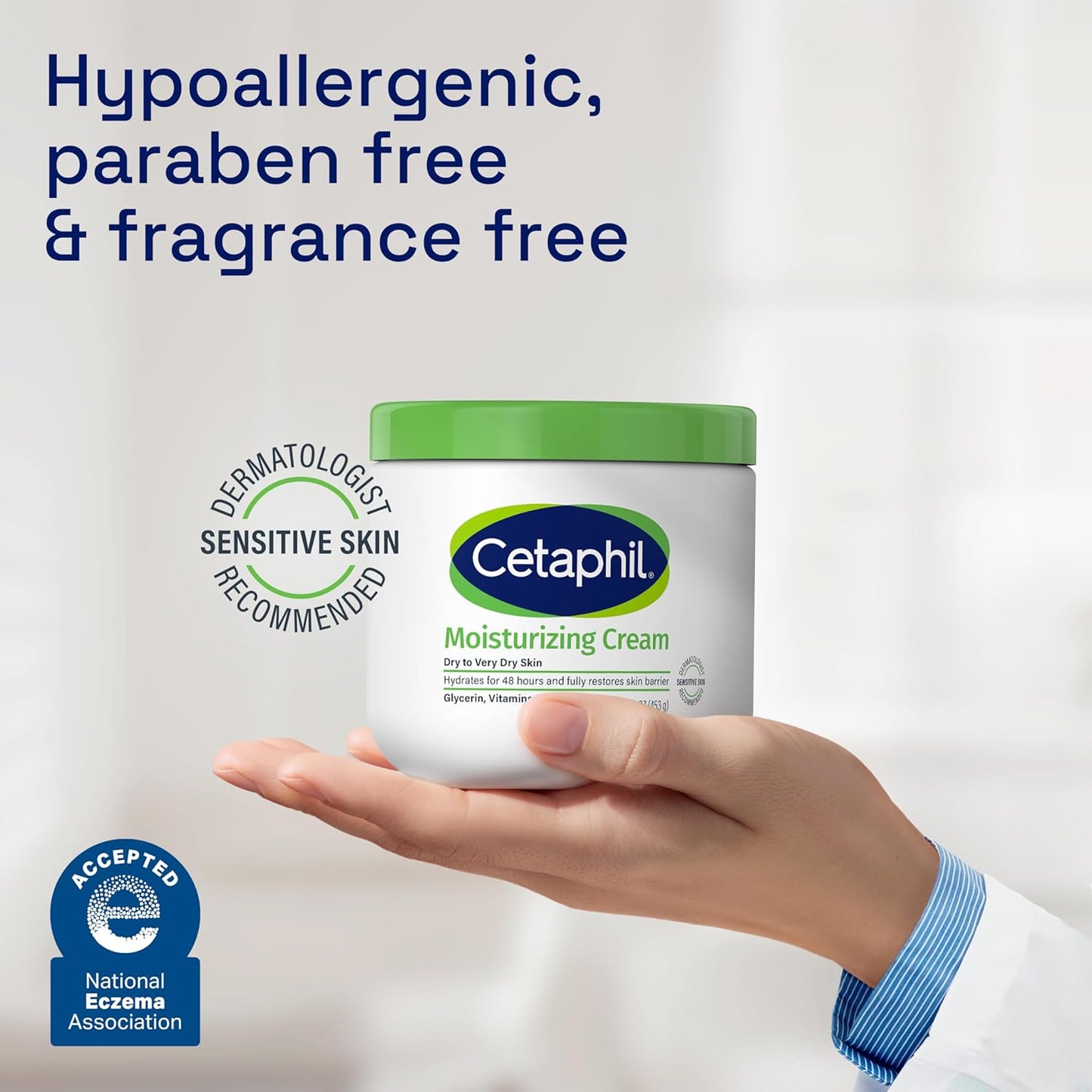 Cetaphil Face & Body Moisturizer, Hydrating Moisturizing Cream for Dry to Very Dry, Sensitive Skin, NEW 20 oz, Fragrance Free, Non-Comedogenic, Non-Greasy
