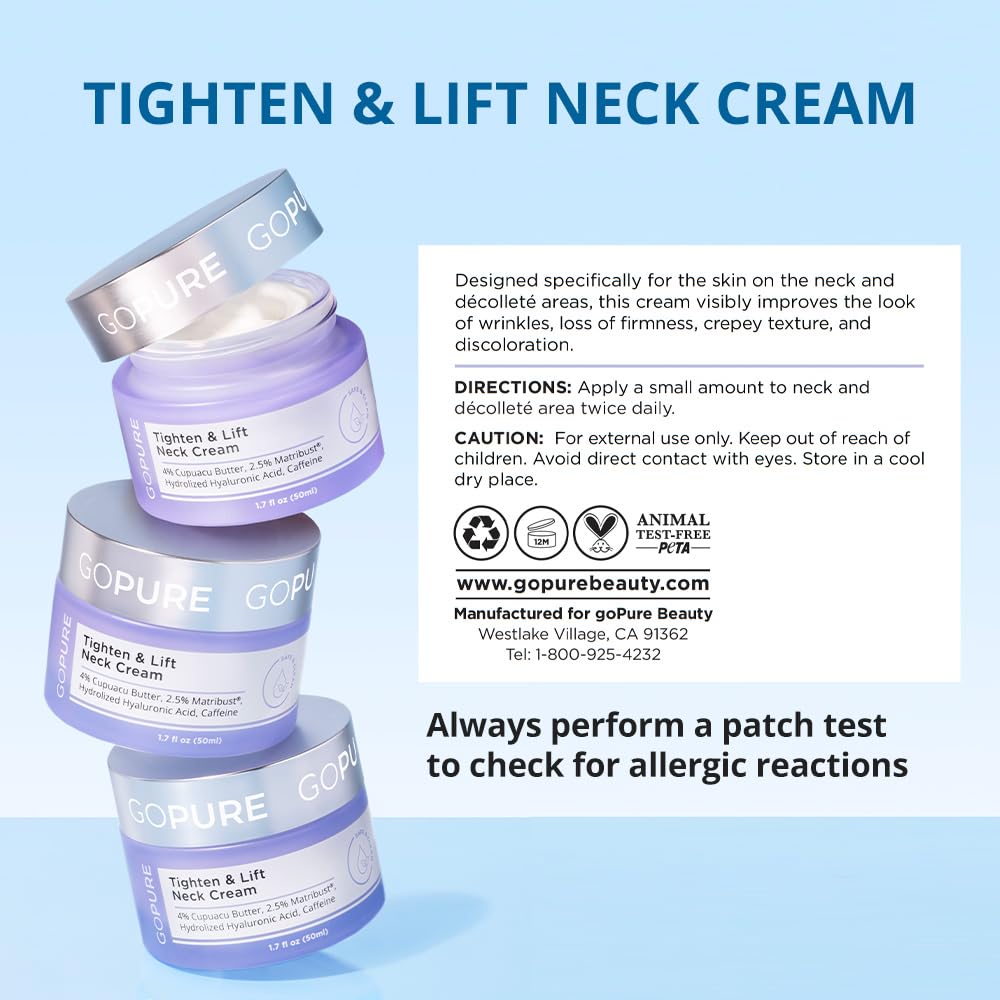 goPure Tighten & Lift Neck & Chest Moisturizer Cream for Visibly Firming 1.7 oz