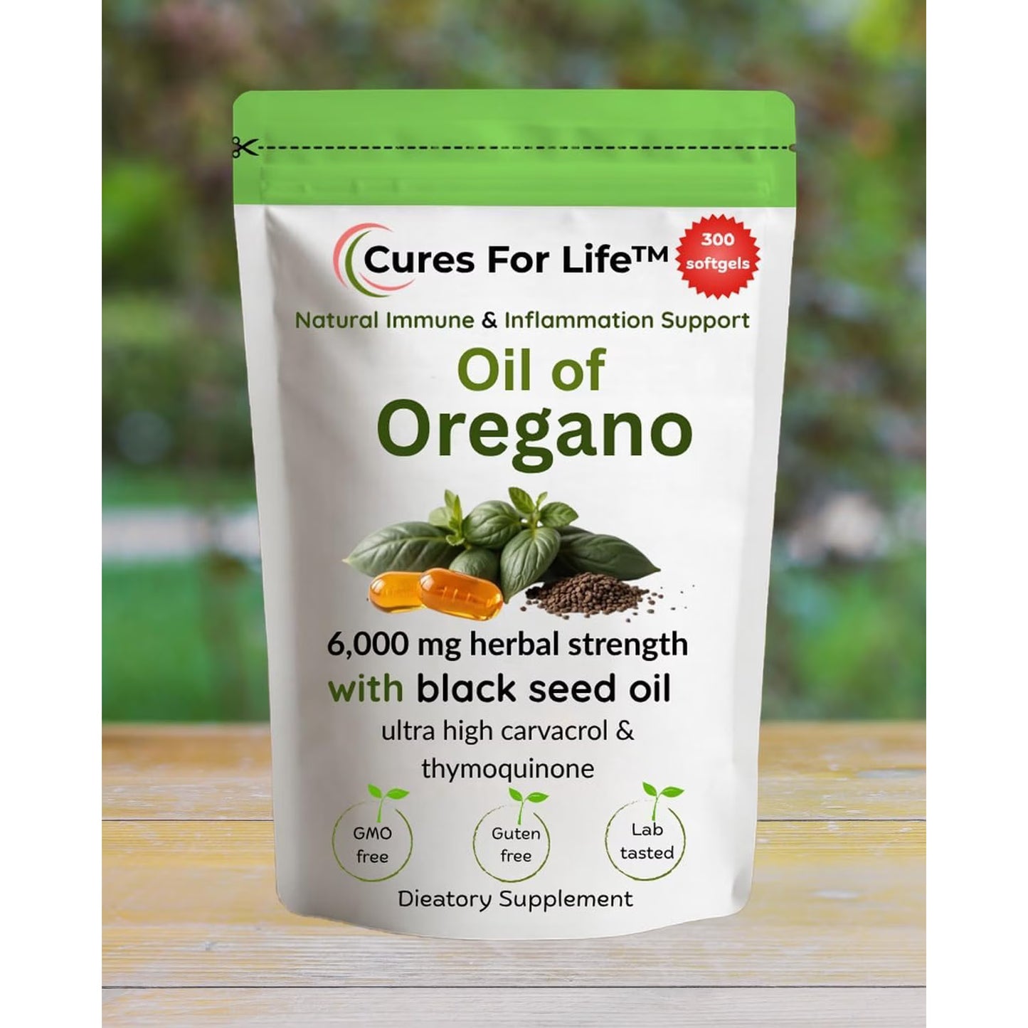 Oil of Oregano with Black Seed Oil, 165mg Carvacrol – 300 Softgels