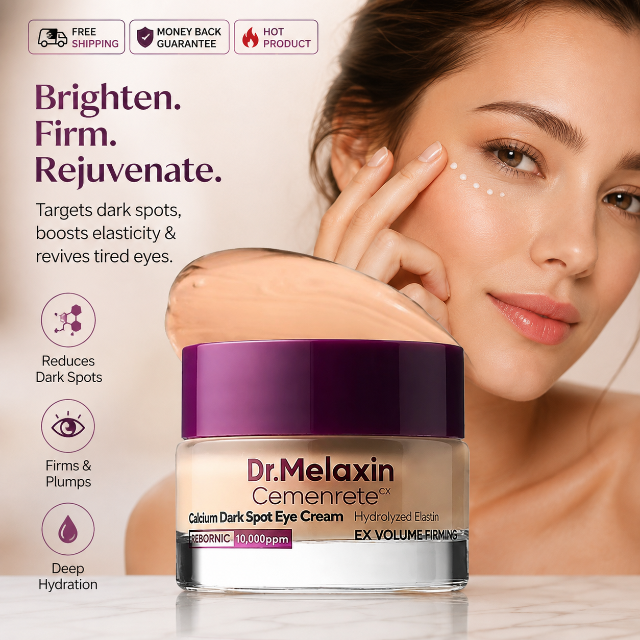 Dr.Melaxin Cemenrete Calcium Dark Spot Cover Eye Cream for brightening and firming under eyes