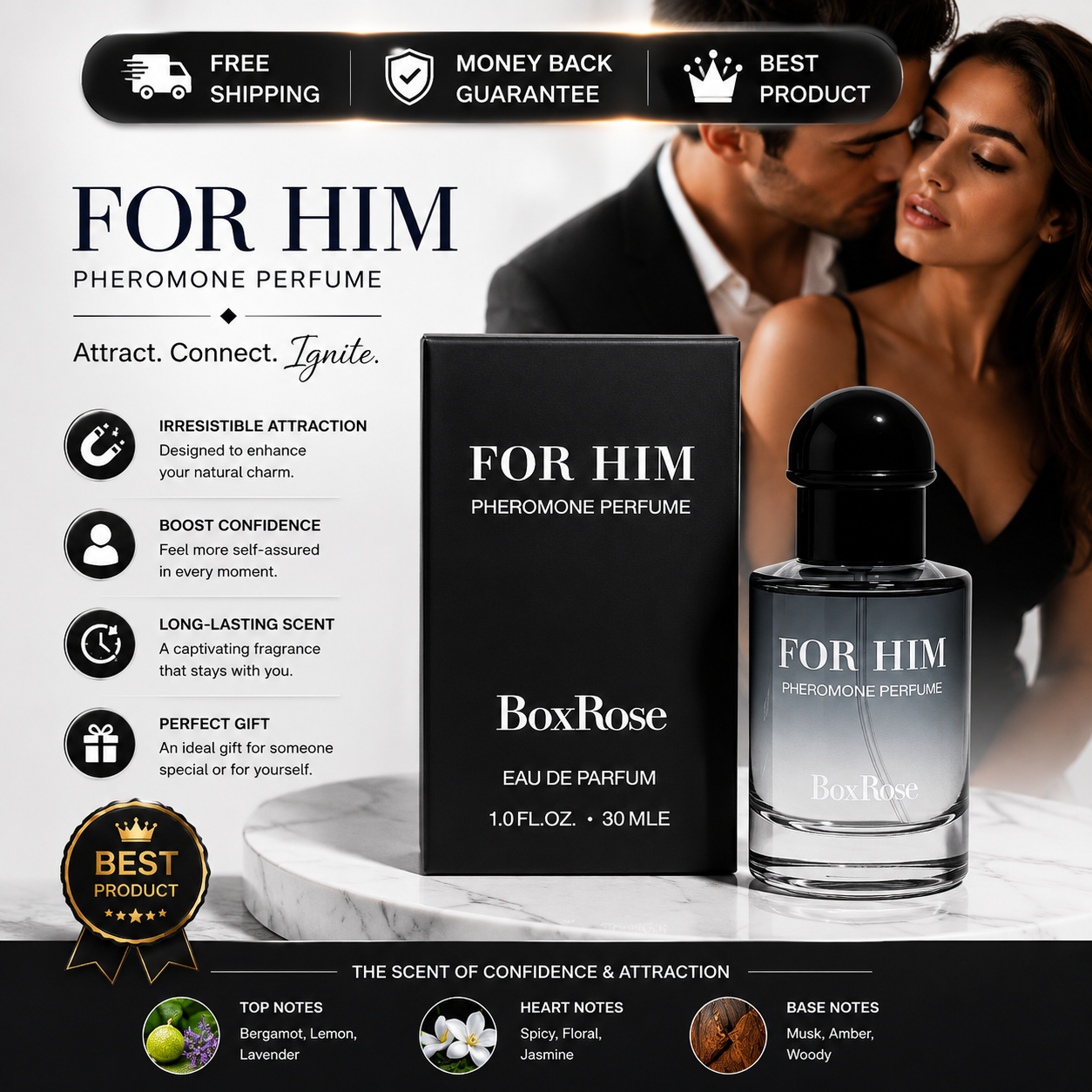BoxRose For Him Pheromone Perfume for Men 30ml Eau de Parfum
