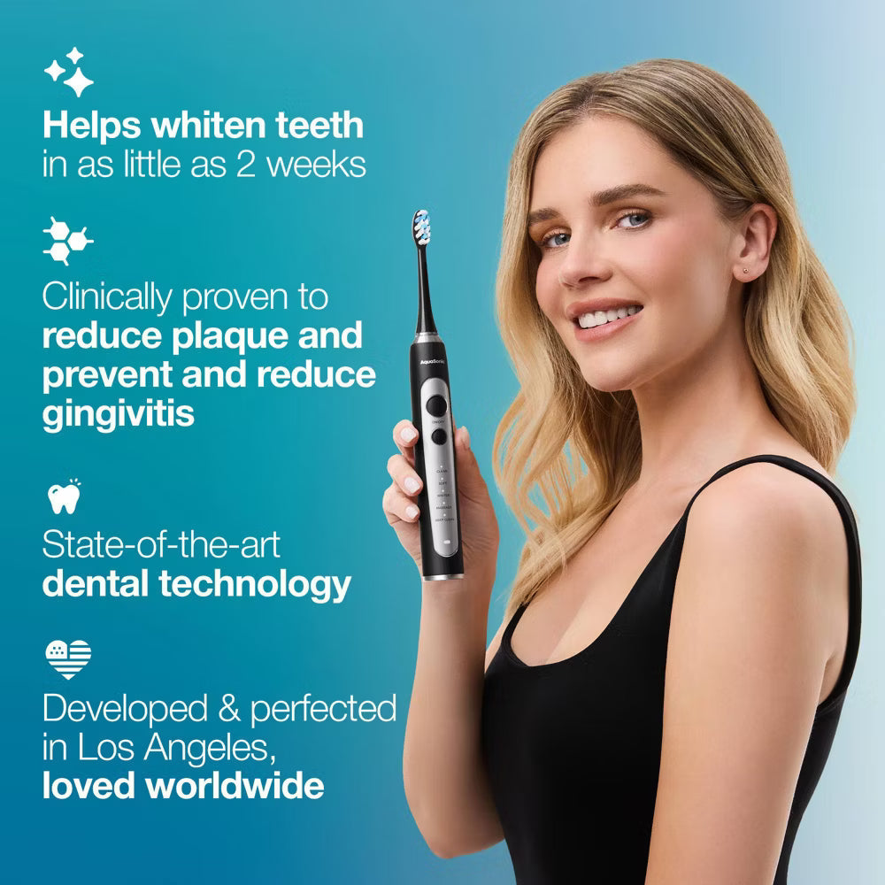 Aquasonic Precision Rechargeable Electric Toothbrush with 4 Brush Heads
