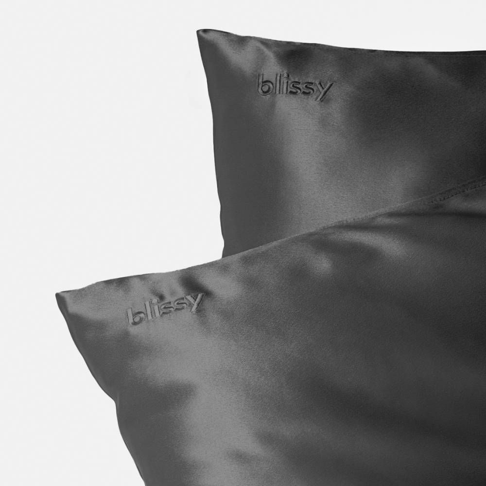 Blissy 100% Mulberry Silk Pillowcase King Size – 600 Thread Count Dark Gray
