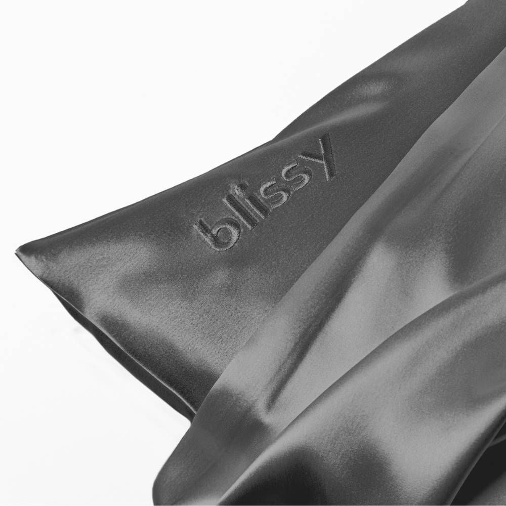 Blissy 100% Mulberry Silk Pillowcase King Size – 600 Thread Count Dark Gray