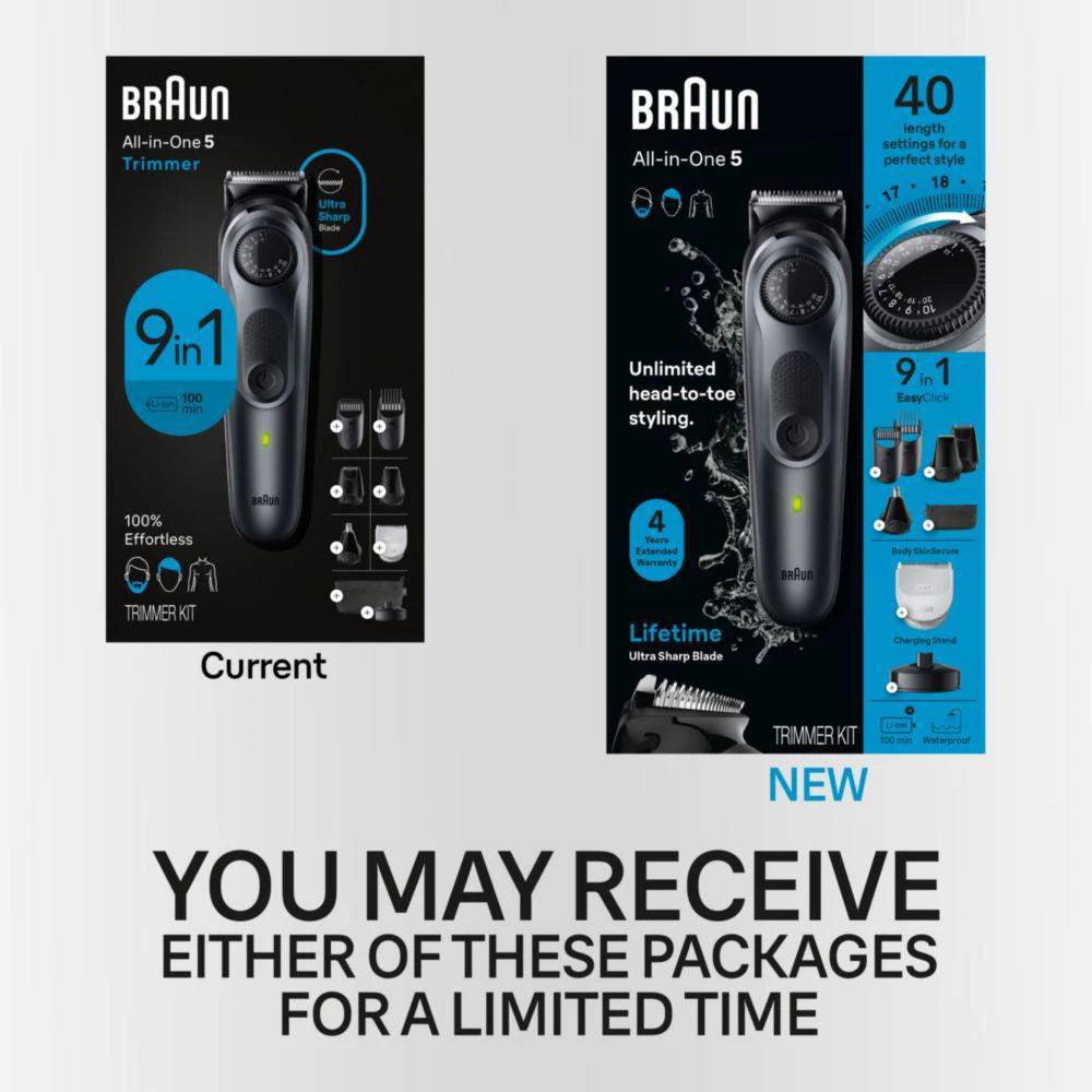 Braun All-in-One Series 5 AiO5490 Rechargeable 9-in-1 Body Beard & Hair Trimmer