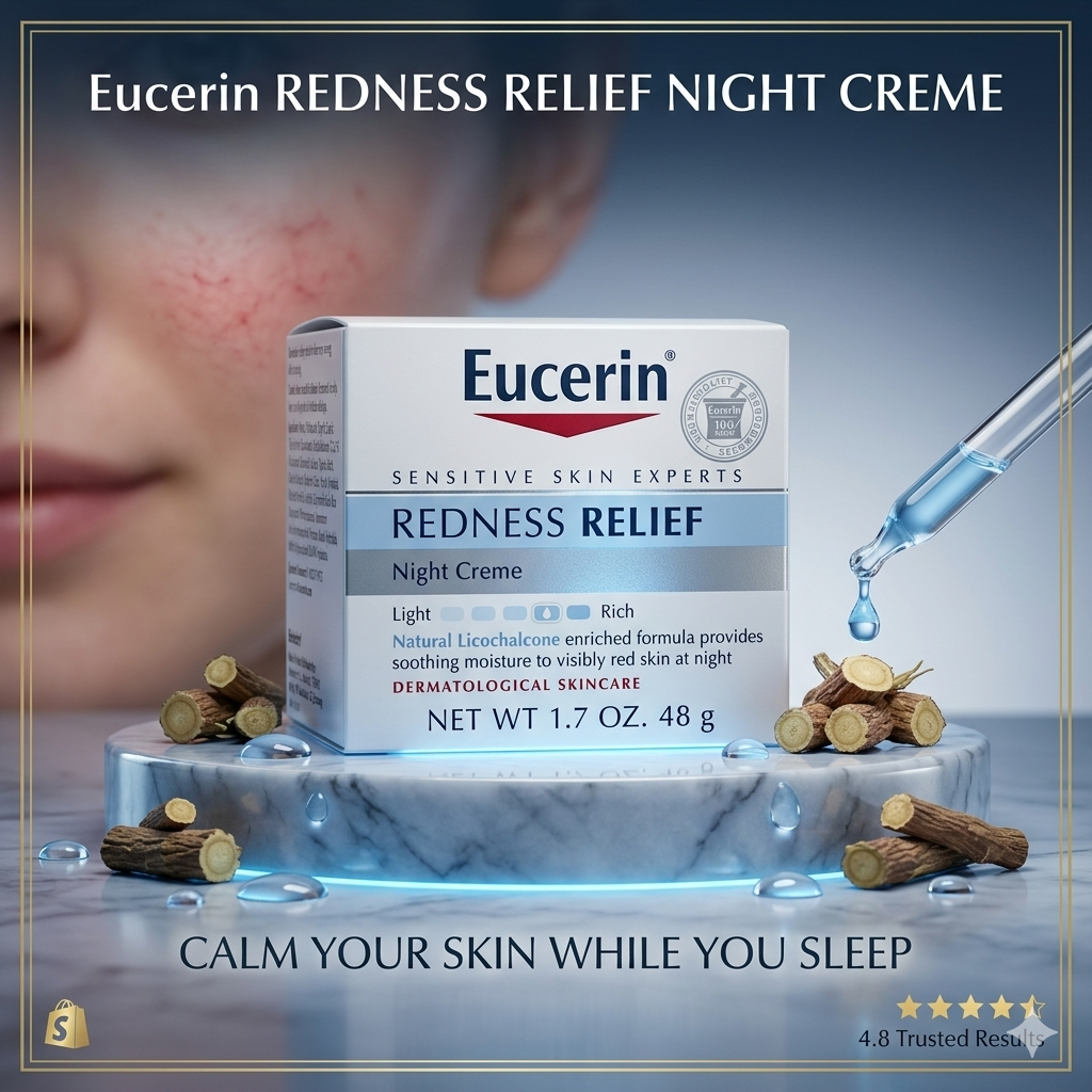 Eucerin Redness Relief Night Cream – 1.7 oz Sensitive Skin Moisturizer