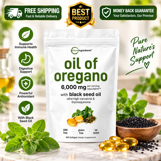 Oil of Oregano with Black Seed Oil dietary supplement, 6000mg, 300 softgels