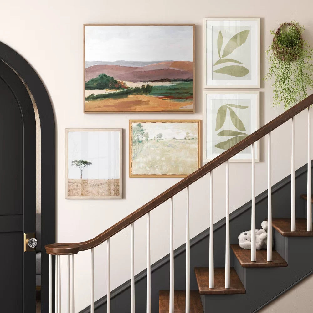 Threshold Colorful Landscape Wall Art Framed 30"x24" Canvas Natural