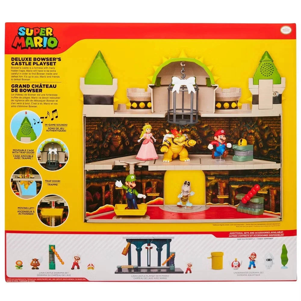 Nintendo Super Mario Deluxe Bowsers Castle Playset W/ Extra Figures