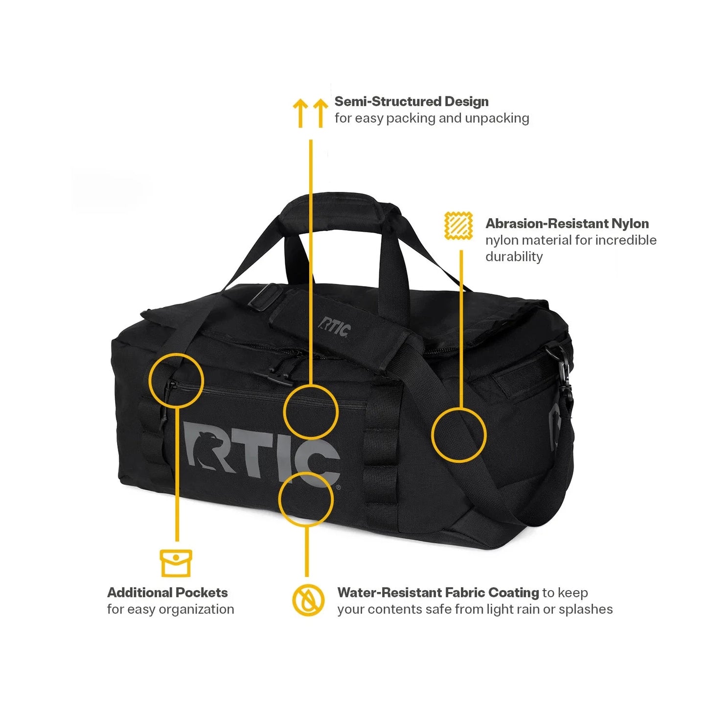 RTIC Outdoors Road Trip Duffel Bag Medium - Black