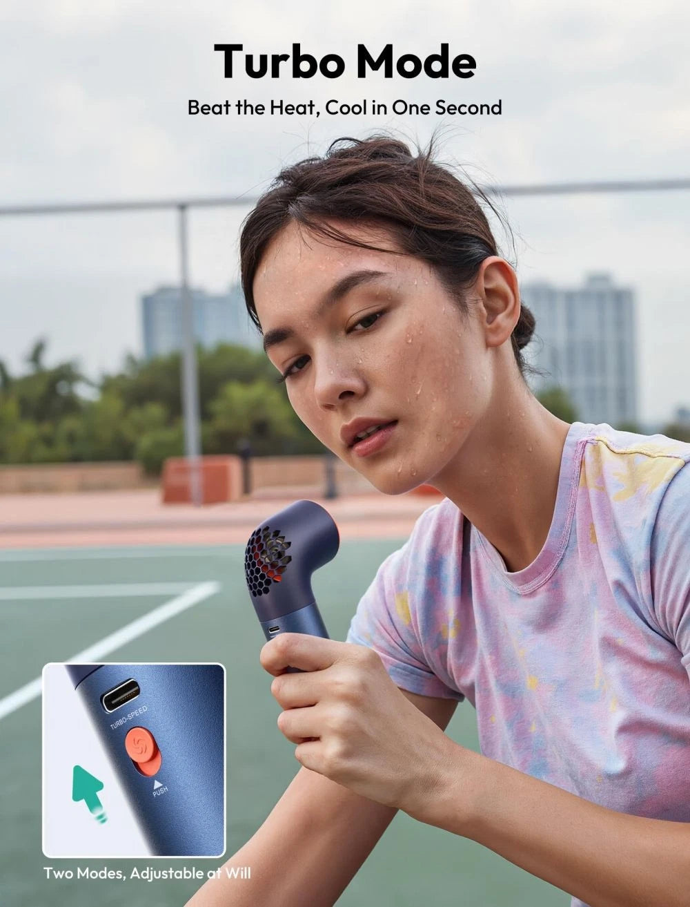 Mini Handheld Fan Ice Cooler 7-Speed 4500mAh Rechargeable Portable Cooling Fan