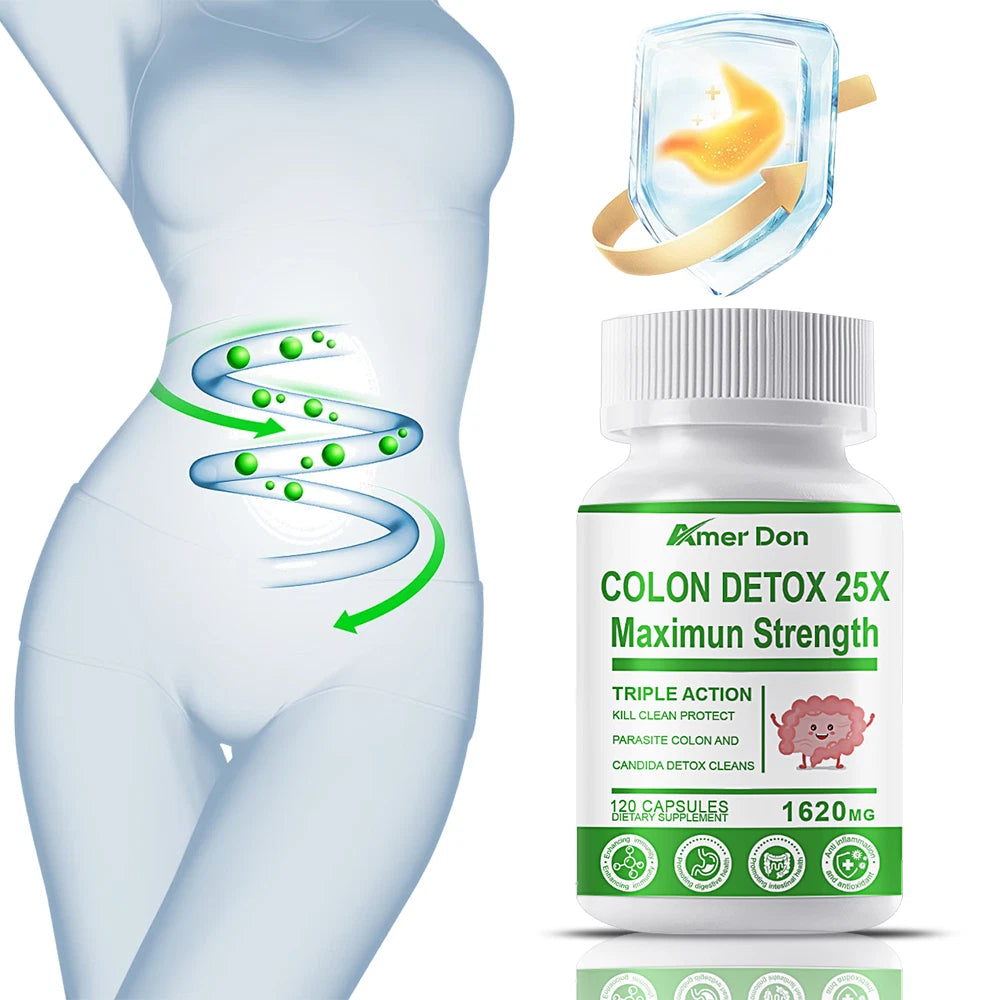 Detox  Colon Liver Gut Cleanse Toxins Energy Boost Weight Loss Capsules  120 ct