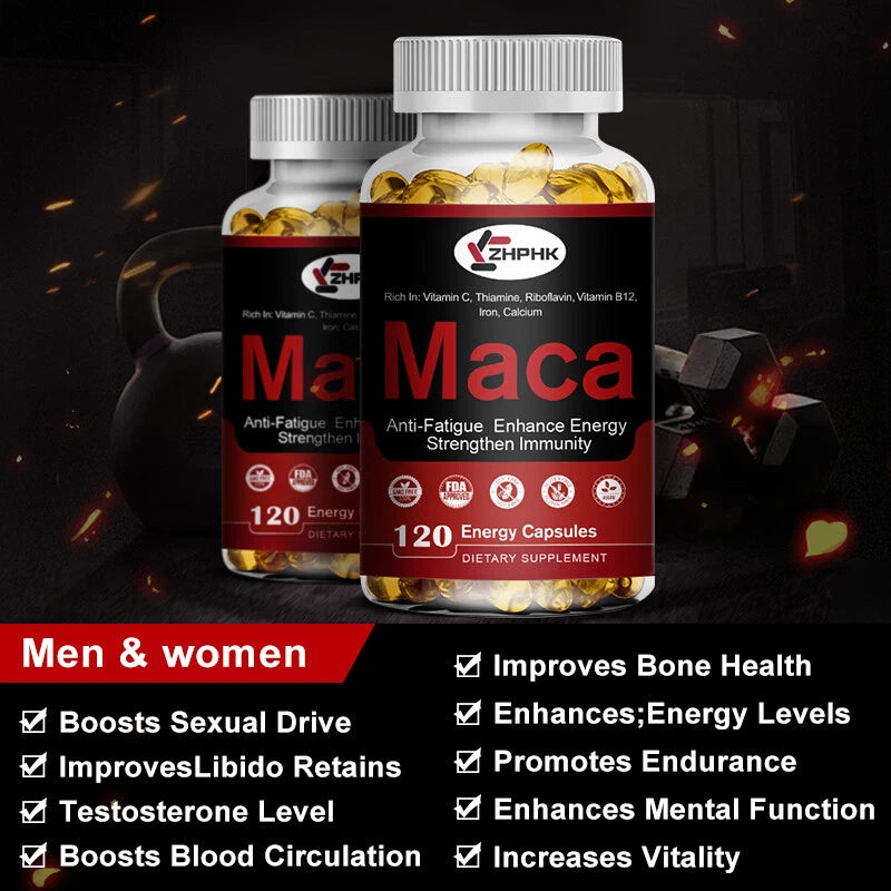 Organic Maca Root Libido   Peruvian Maca Extract for Men & Women  120 Capsules