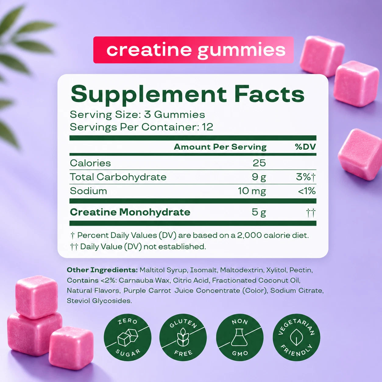 Bloom Creatine Monohydrate Gummies for Women Lean Muscle Strength Brain Support