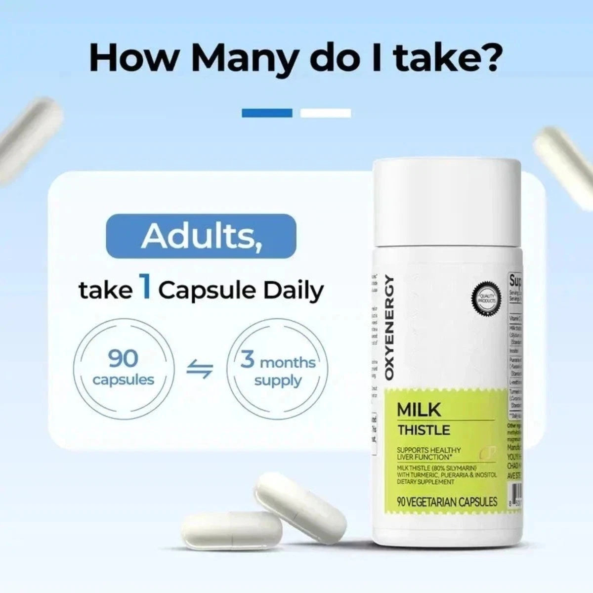 Oxyenergy Milk Thistle Supplement with 80% Silymarin, Dietary Supplement