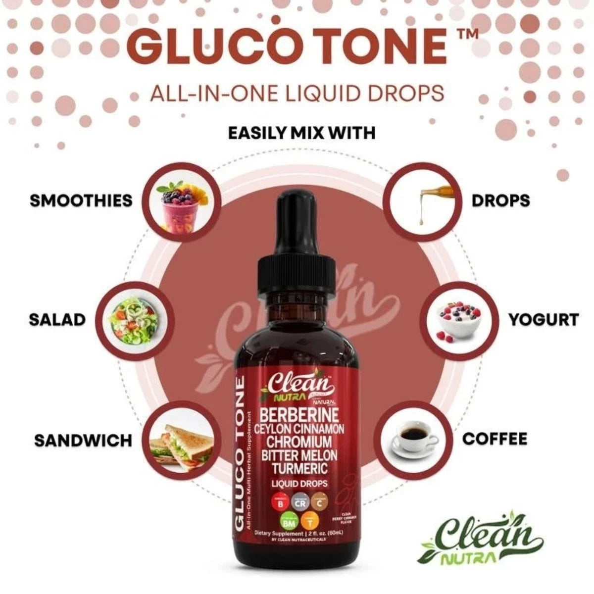 Clean Nutra Berberine & Ceylon Cinnamon Liquid Drops, Dietary Supplement