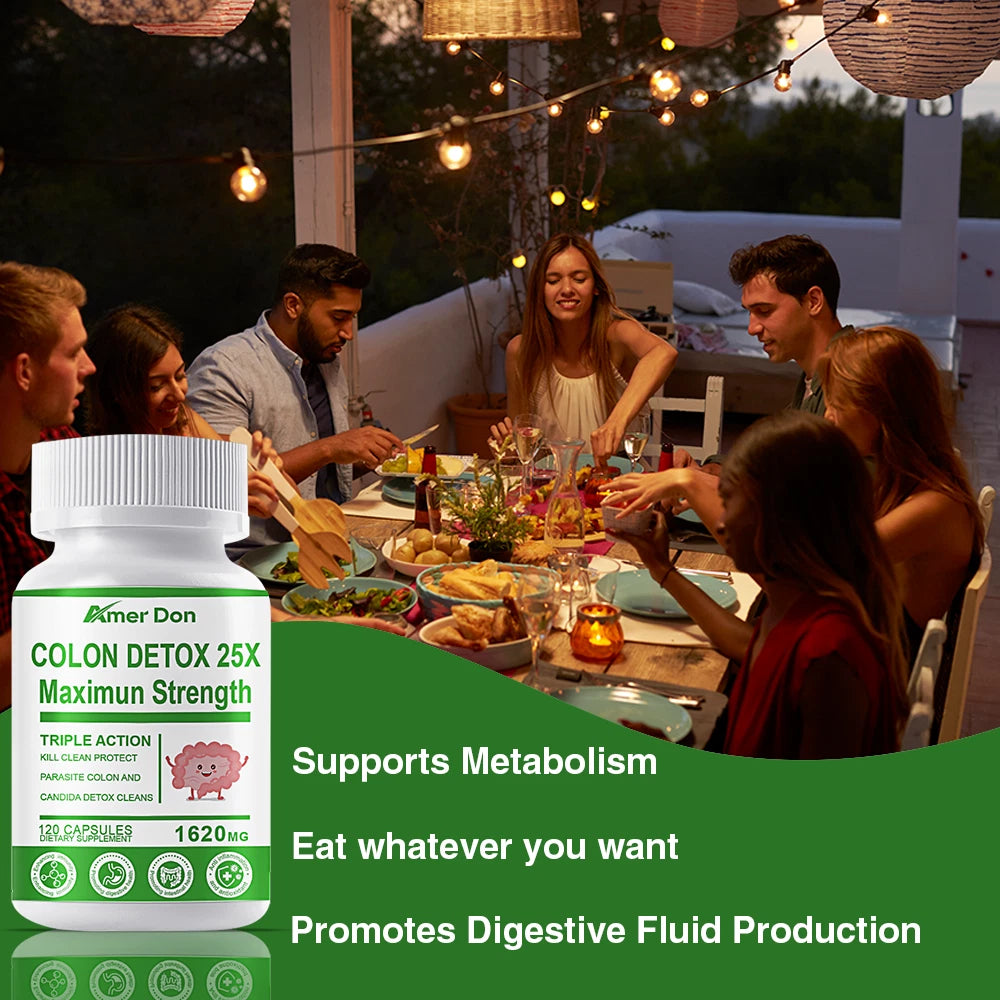 Detox  Colon Liver Gut Cleanse Toxins Energy Boost Weight Loss Capsules  120 ct