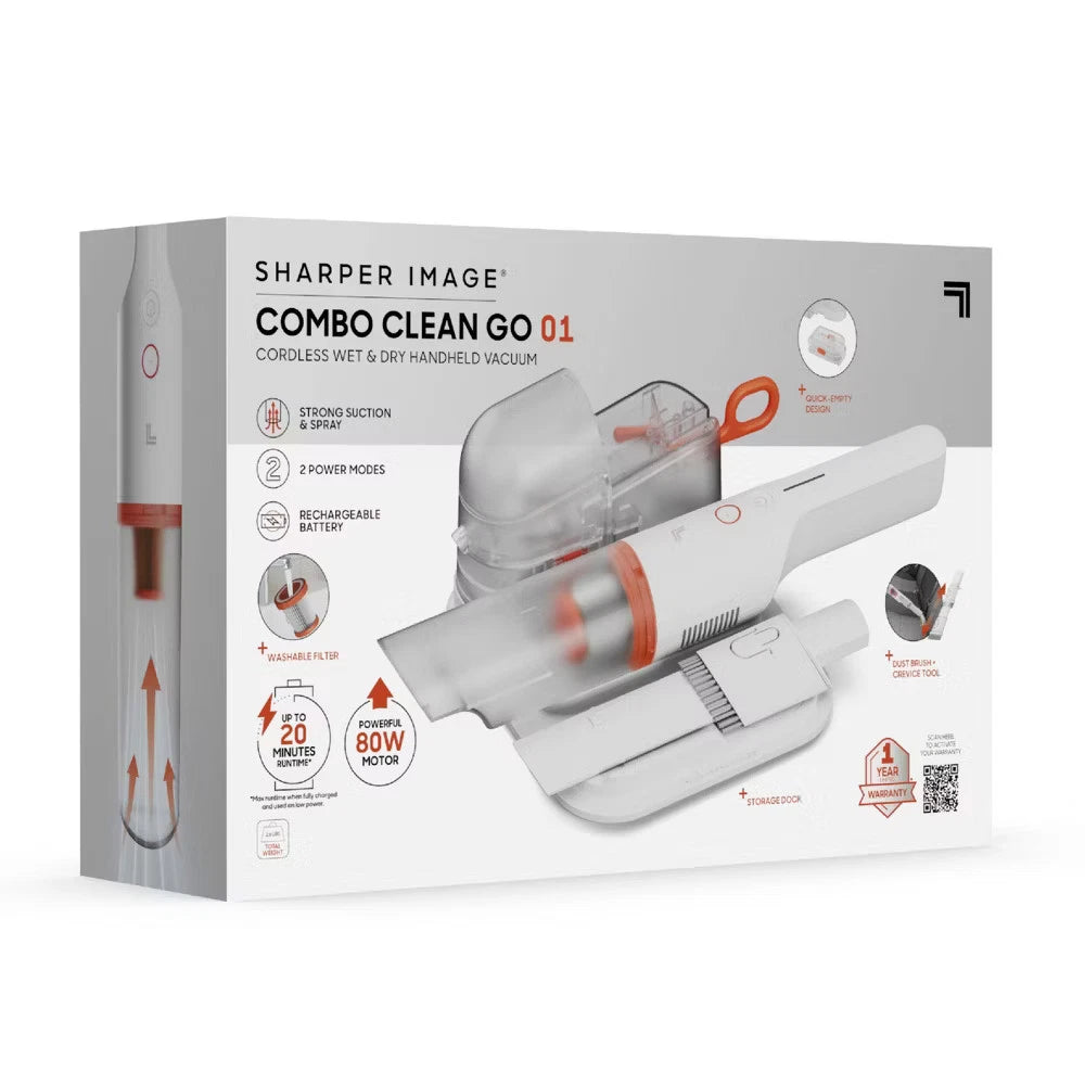 Sharper Image Cordless Handheld Vacuum with Spot Cleaner Attachment Gray/White