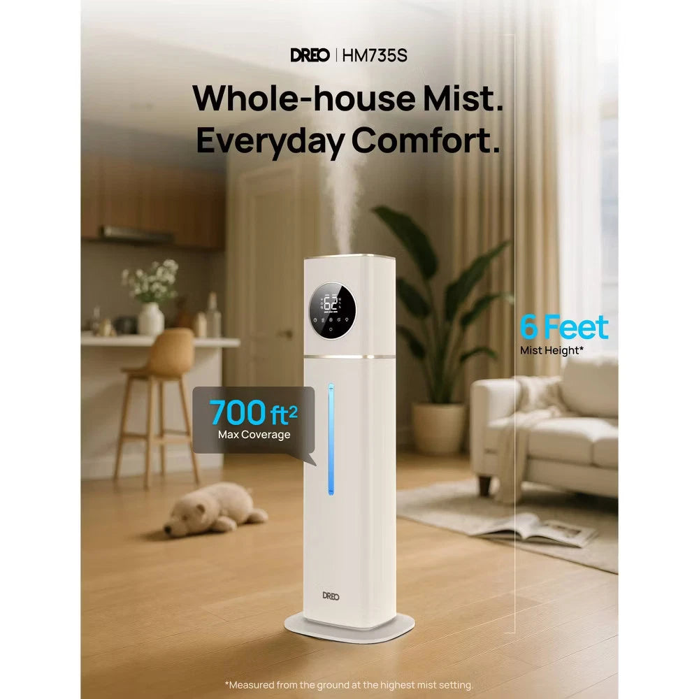 DREO Smart Ultrasonic Cool Mist Humidifier – 3 Gallon, 100H Runtime for Large Rooms