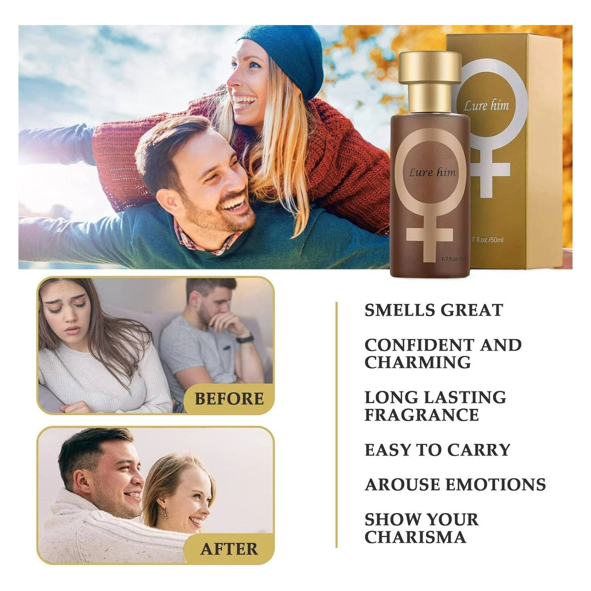 Lure Her Pheromone Fragrance for Men – Attraction Perfume Oil 1.7 fl oz