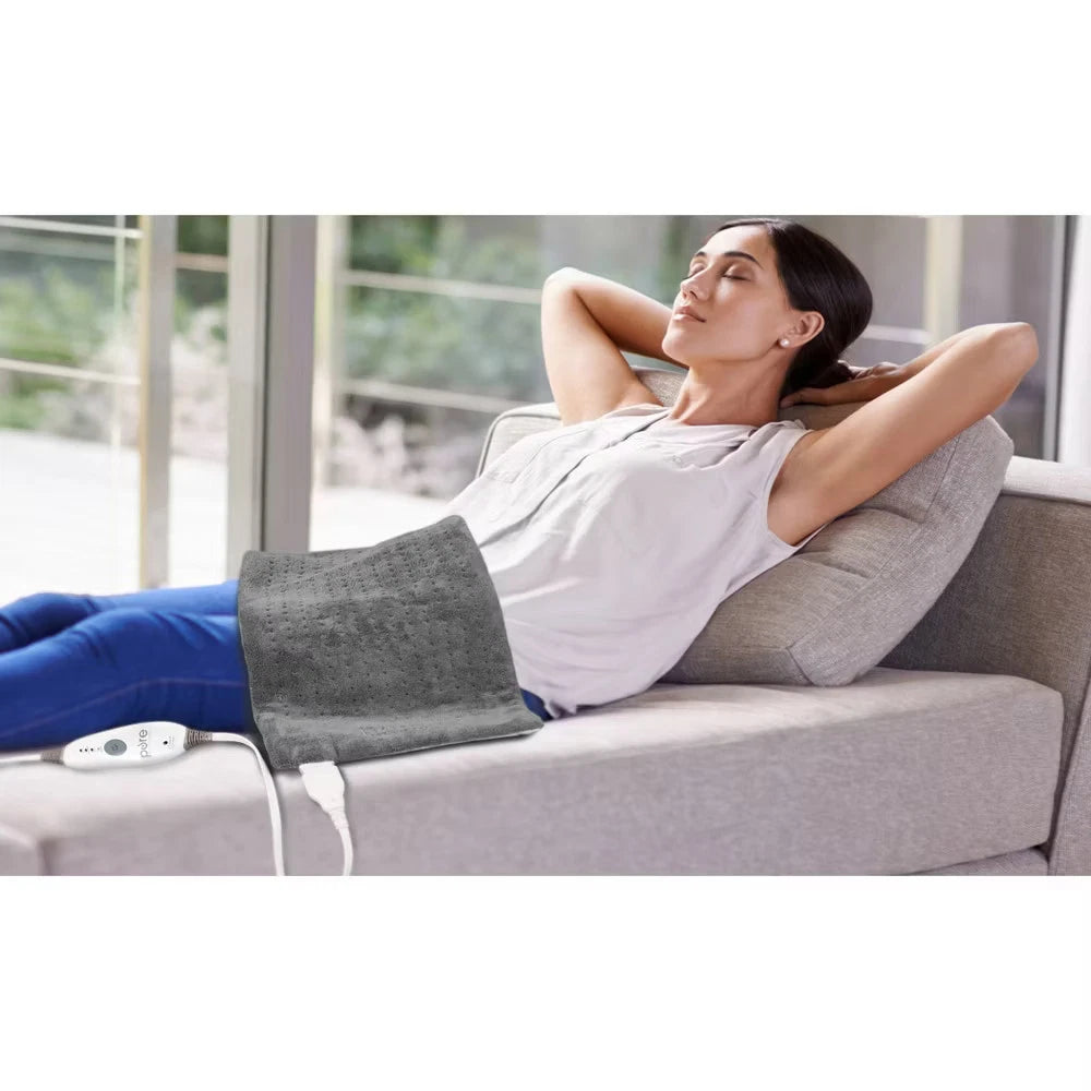 Pure Enrichment PureRelief Deluxe Electric Heating Pad 12"x24" with 4 Heat Settings – Gray