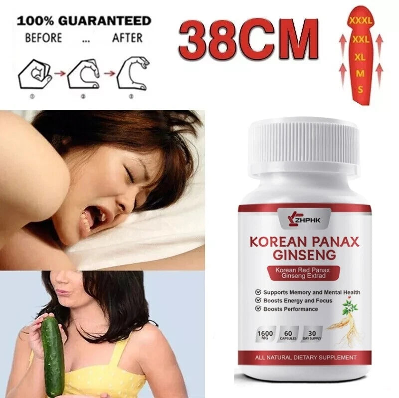 Korean Red Ginseng 1600 Mg capsules dietary supplement for blood flow and stamina