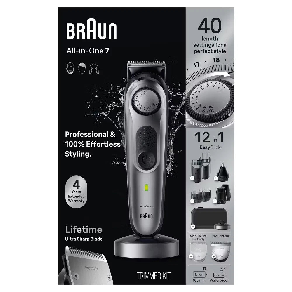 Braun Series 7 AiO7440 Rechargeable 12-in-1 Body Beard & Hair Trimmer
