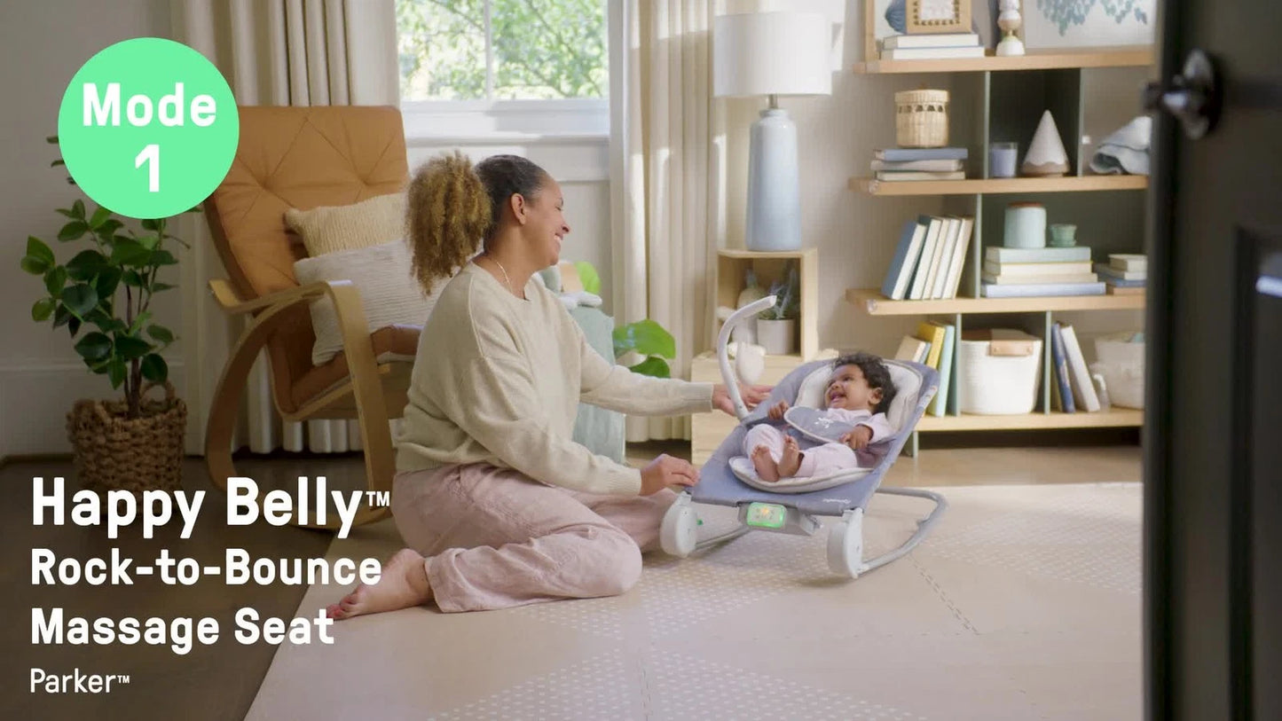 Ingenuity Happy Belly Rock-to-Bounce Massage Seat – Chambray Baby Bouncer & Rocker