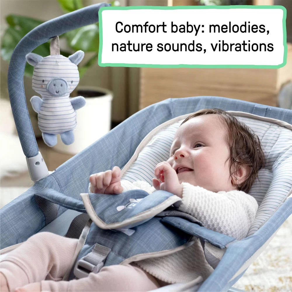 Ingenuity Happy Belly Rock-to-Bounce Massage Seat – Chambray Baby Bouncer & Rocker