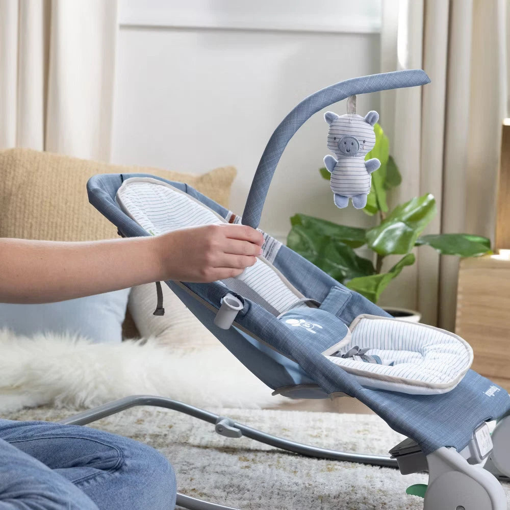 Ingenuity Happy Belly Rock-to-Bounce Massage Seat – Chambray Baby Bouncer & Rocker