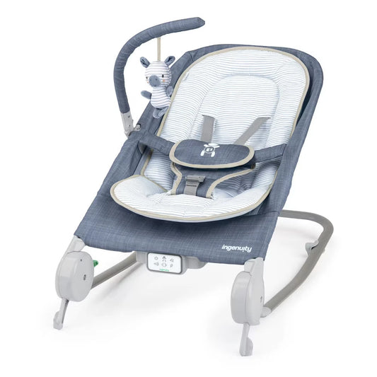 Ingenuity Happy Belly Rock-to-Bounce Massage Seat – Chambray Baby Bouncer & Rocker